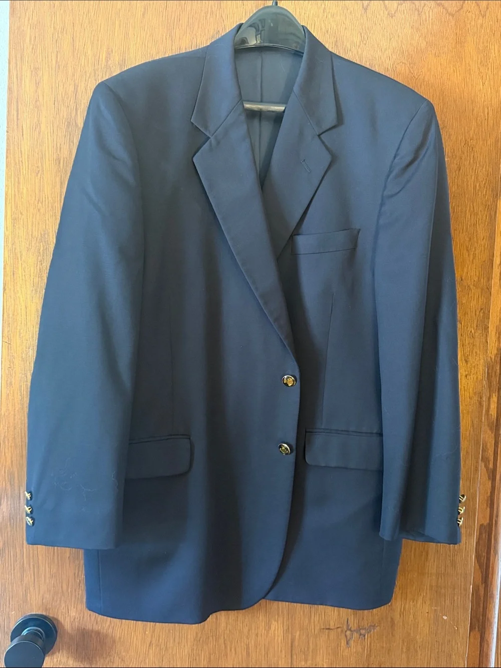 Men's Navy Blazer - Classic Two-Button Wool Sport Coat Jacket